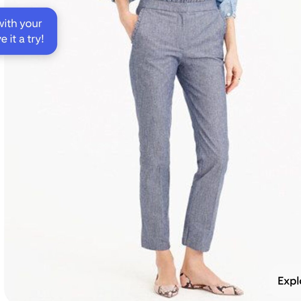 J.Crew Cropped Size 4 chambray ruffle pant